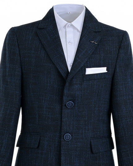 kids atelier moustache Blue Alexander Checked Pattern Blazer Suit Set