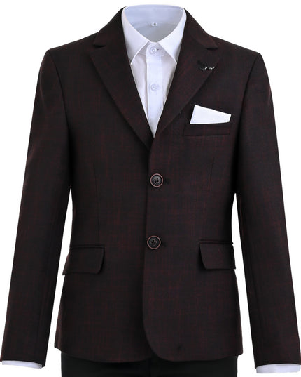kids atelier moustache Burgundy Alexander Checked Pattern Blazer Suit Set