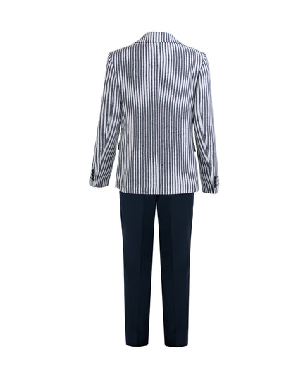 kids atelier moustache Gray Parker Striped Blazer Suit Set with Shirt