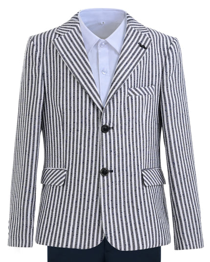 kids atelier moustache Gray Parker Striped Blazer Suit Set with Shirt