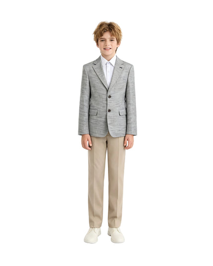 kids atelier moustache Beige Oscar Textured Blazer Suit Set with Shirt