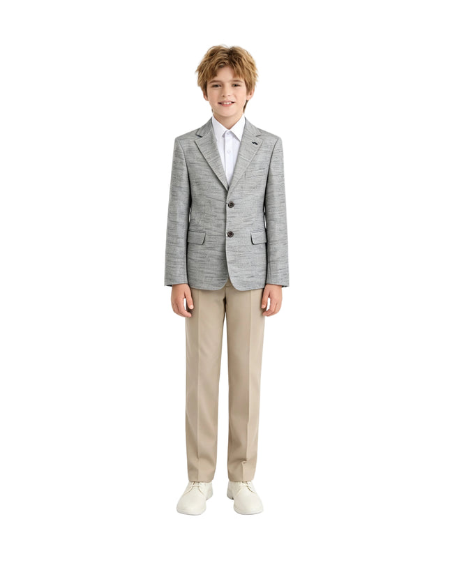 kids atelier moustache Beige Oscar Textured Blazer Suit Set with Shirt