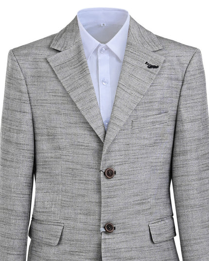 kids atelier moustache Beige Oscar Textured Blazer Suit Set with Shirt