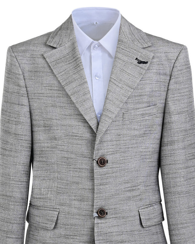 kids atelier moustache Beige Oscar Textured Blazer Suit Set with Shirt
