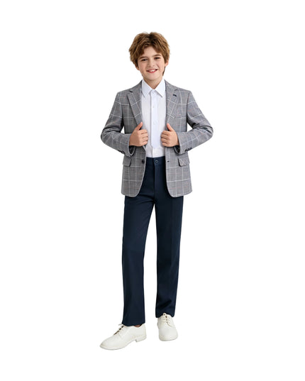 kids atelier moustache Blue Noah Plaid Blazer Suit Set with Shirt
