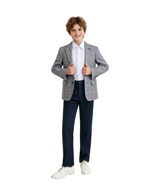 kids atelier moustache Blue Noah Plaid Blazer Suit Set with Shirt