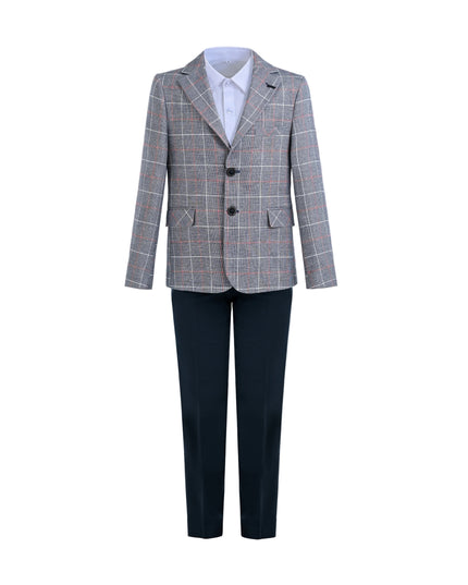 kids atelier moustache Blue Noah Plaid Blazer Suit Set with Shirt