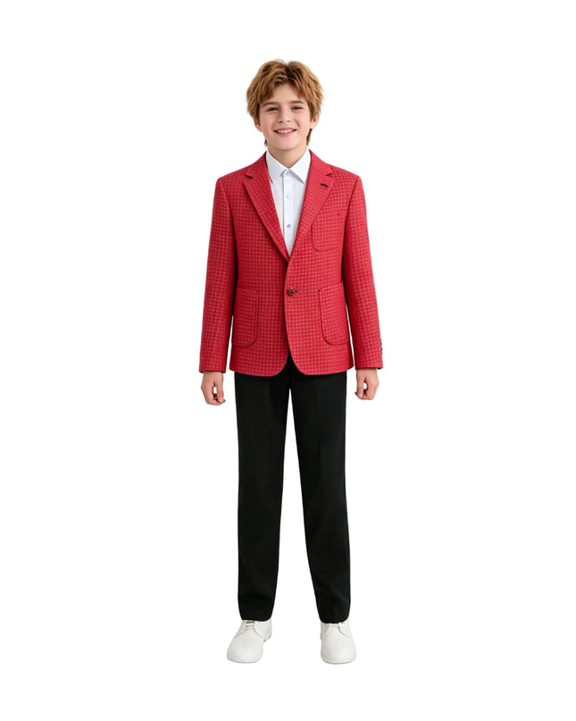 kids atelier moustache Red Adrian Patterned Blazer Suit Set