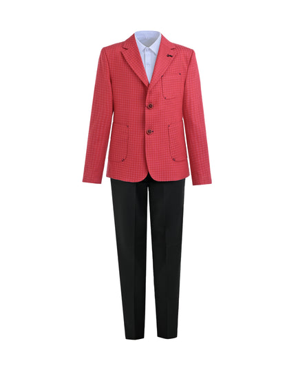 kids atelier moustache Red Adrian Patterned Blazer Suit Set
