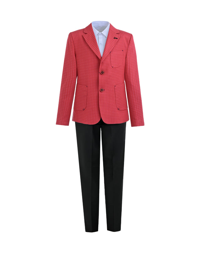 kids atelier moustache Red Adrian Patterned Blazer Suit Set