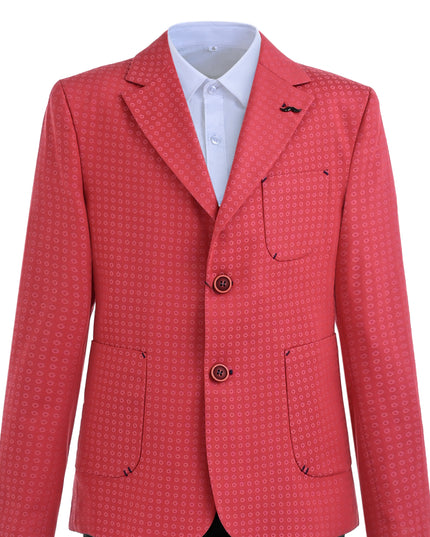 kids atelier moustache Red Adrian Patterned Blazer Suit Set