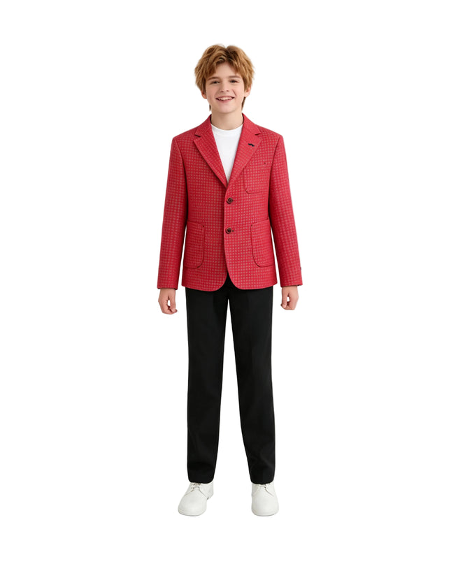kids atelier moustache Red Adrian Patterned Blazer Suit Set