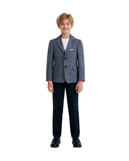 kids atelier moustache Blue Liam Textured Blazer Suit Set 