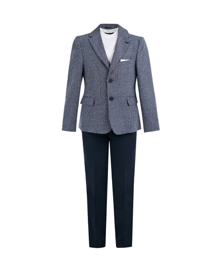 kids atelier moustache Blue Liam Textured Blazer Suit Set 
