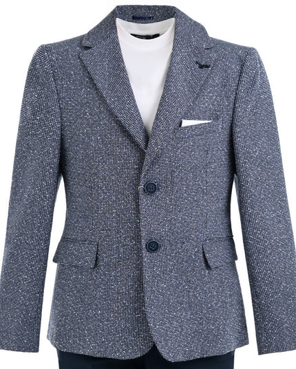 kids atelier moustache Blue Liam Textured Blazer Suit Set 