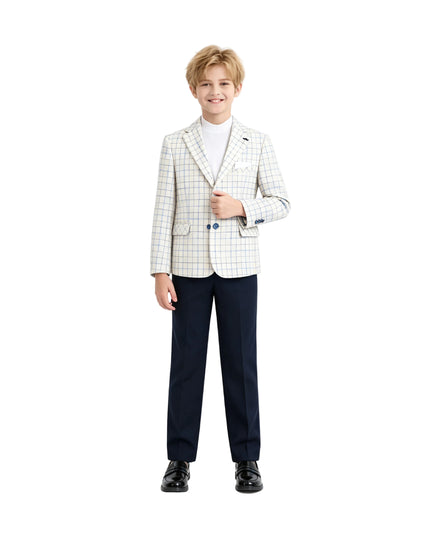 kids ateliet moustache White Henry Checkered Blazer Suit Set