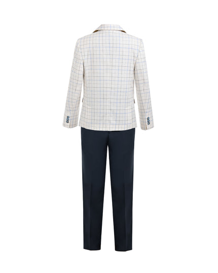kids ateliet moustache White Henry Checkered Blazer Suit Set