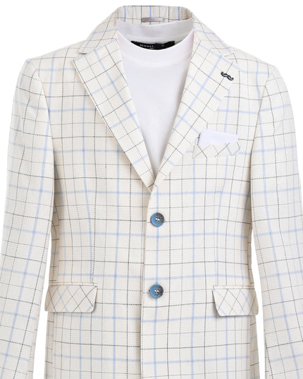 kids ateliet moustache White Henry Checkered Blazer Suit Set