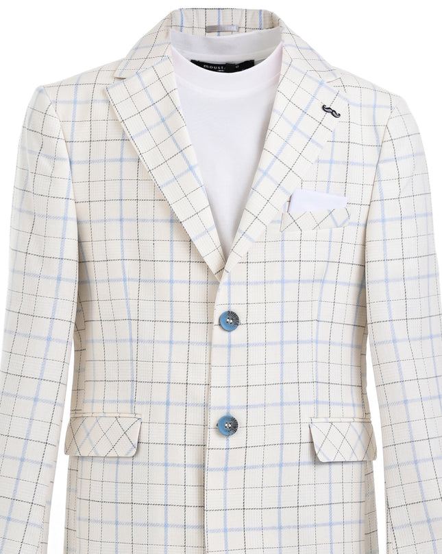 kids ateliet moustache White Henry Checkered Blazer Suit Set