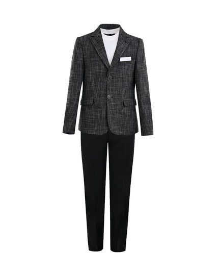 kids atelier moustache Black Benjamin Textured Pattern Blazer Suit Set