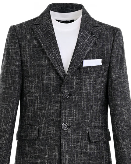 kids atelier moustache Black Benjamin Textured Pattern Blazer Suit Set