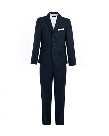 kids atelier moustache Blue Benjamin Textured Pattern Blazer Suit Set