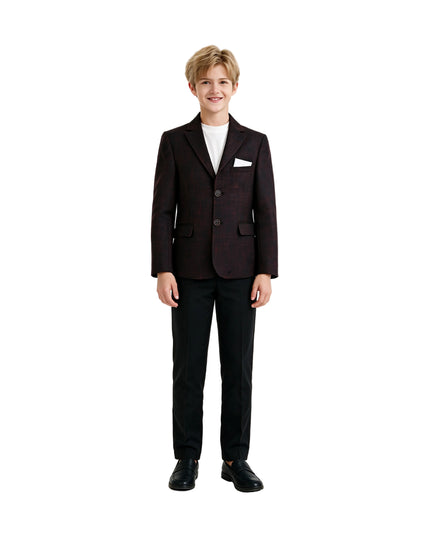 kids atelier moustache Burgundy Benjamin Textured Pattern Blazer Suit Set