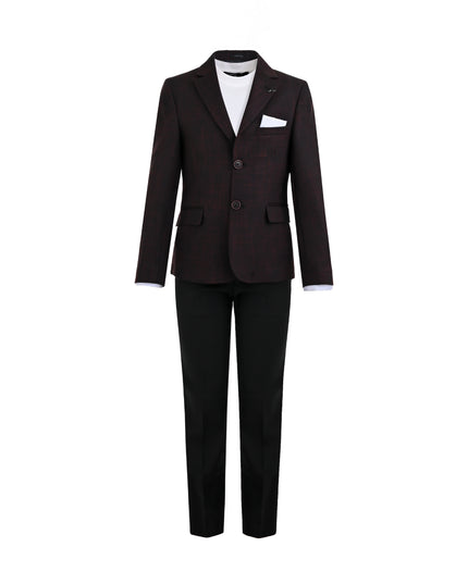 kids atelier moustache Burgundy Benjamin Textured Pattern Blazer Suit Set