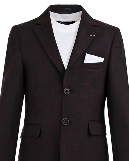 kids atelier moustache Burgundy Benjamin Textured Pattern Blazer Suit Set