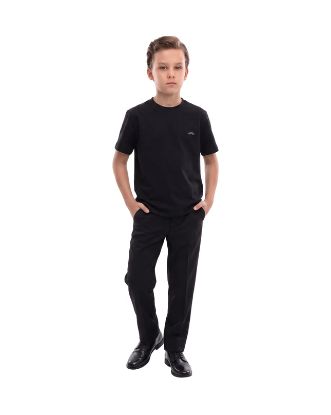 kids atelier moustache Black T-Shirt with Mustache Detail