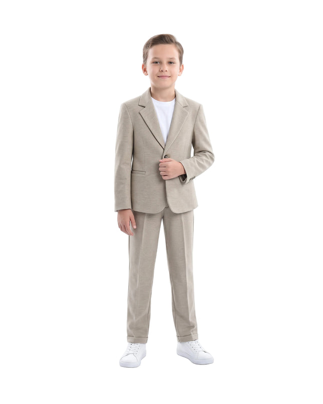 kids atelier moustache Beige Slim-Fit Suit Set