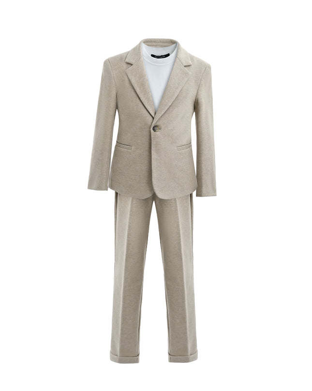 kids atelier moustache Beige Slim-Fit Suit Set