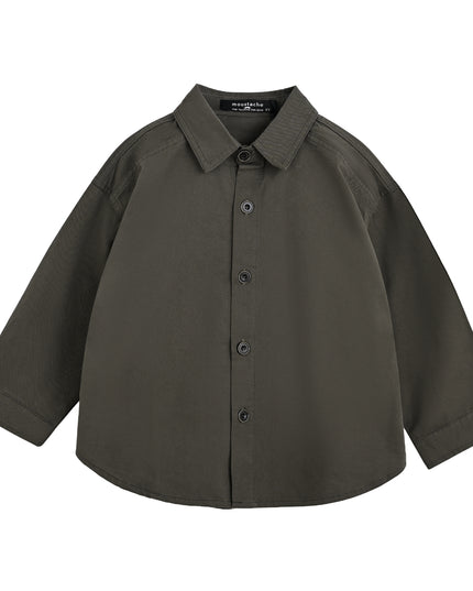 kids atelier moustache Olive Button-Up Cotton Shirt