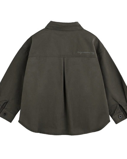 kids atelier moustache Olive Button-Up Cotton Shirt