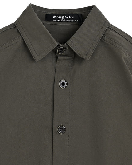 kids atelier moustache Olive Button-Up Cotton Shirt