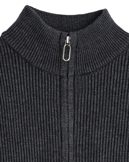 kids atelier Moustache Gray Zip Ribbed Sweater