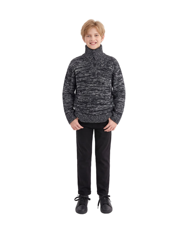kids atelier moustache Black & White Button Sweater