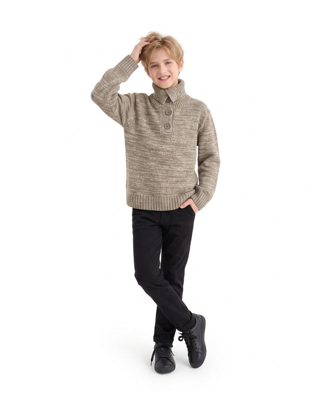 kids atelier moustache Beige Button Knit Sweater