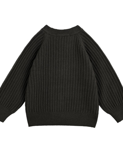 kids atelier moustache Gray Waffle Knit Sweater