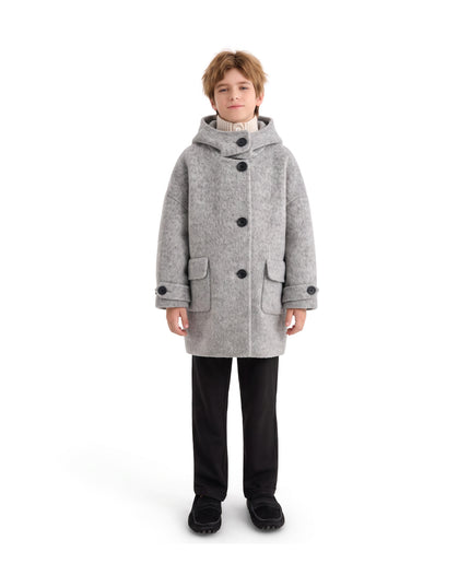 kids atelier moustache Gray Hooded Winter Coat