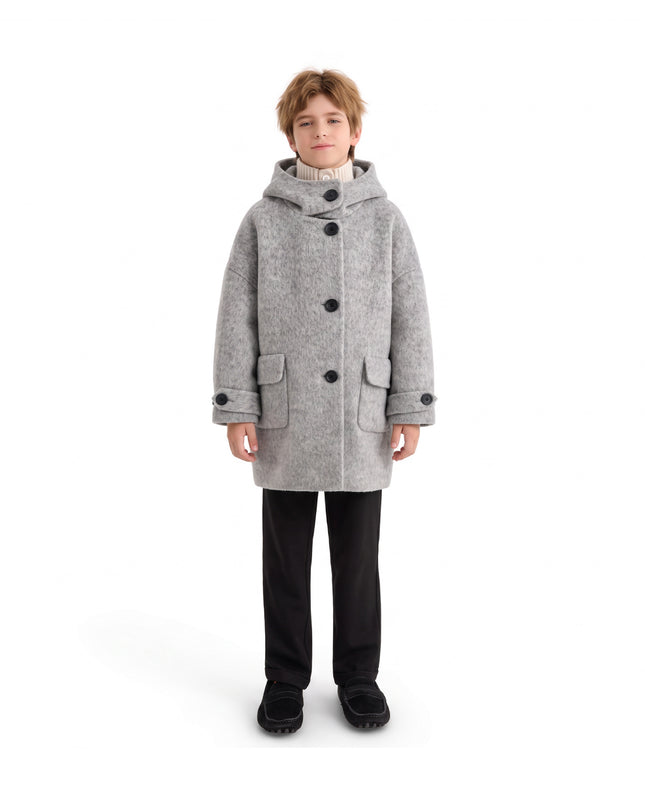 kids atelier moustache Gray Hooded Winter Coat
