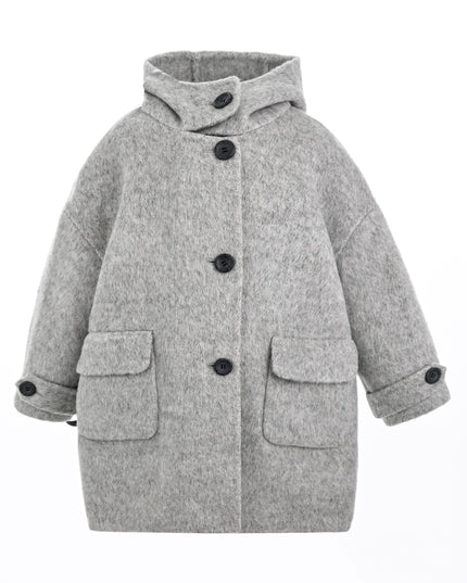 kids atelier moustache Gray Hooded Winter Coat
