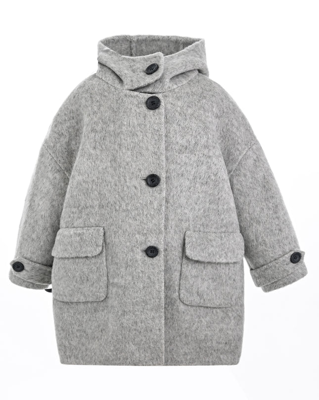 kids atelier moustache Gray Hooded Winter Coat