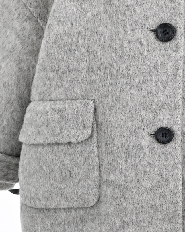 kids atelier moustache Gray Hooded Winter Coat