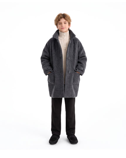 Dark Gray Hooded Coat