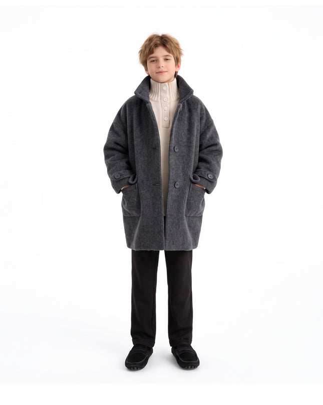 Dark Gray Hooded Coat