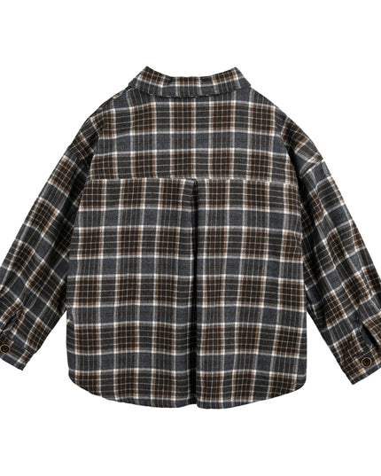 kids atelier moustache Navy Plaid Button-Up Shirt