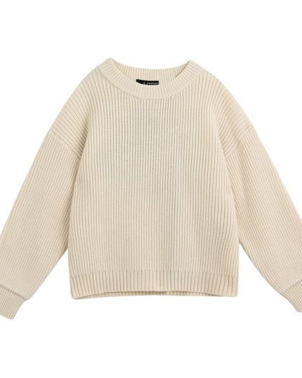 kids atelier moustache Cream Ribbed Knit Sweater