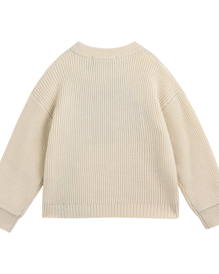 kids atelier moustache Cream Ribbed Knit Sweater