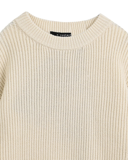 kids atelier moustache Cream Ribbed Knit Sweater